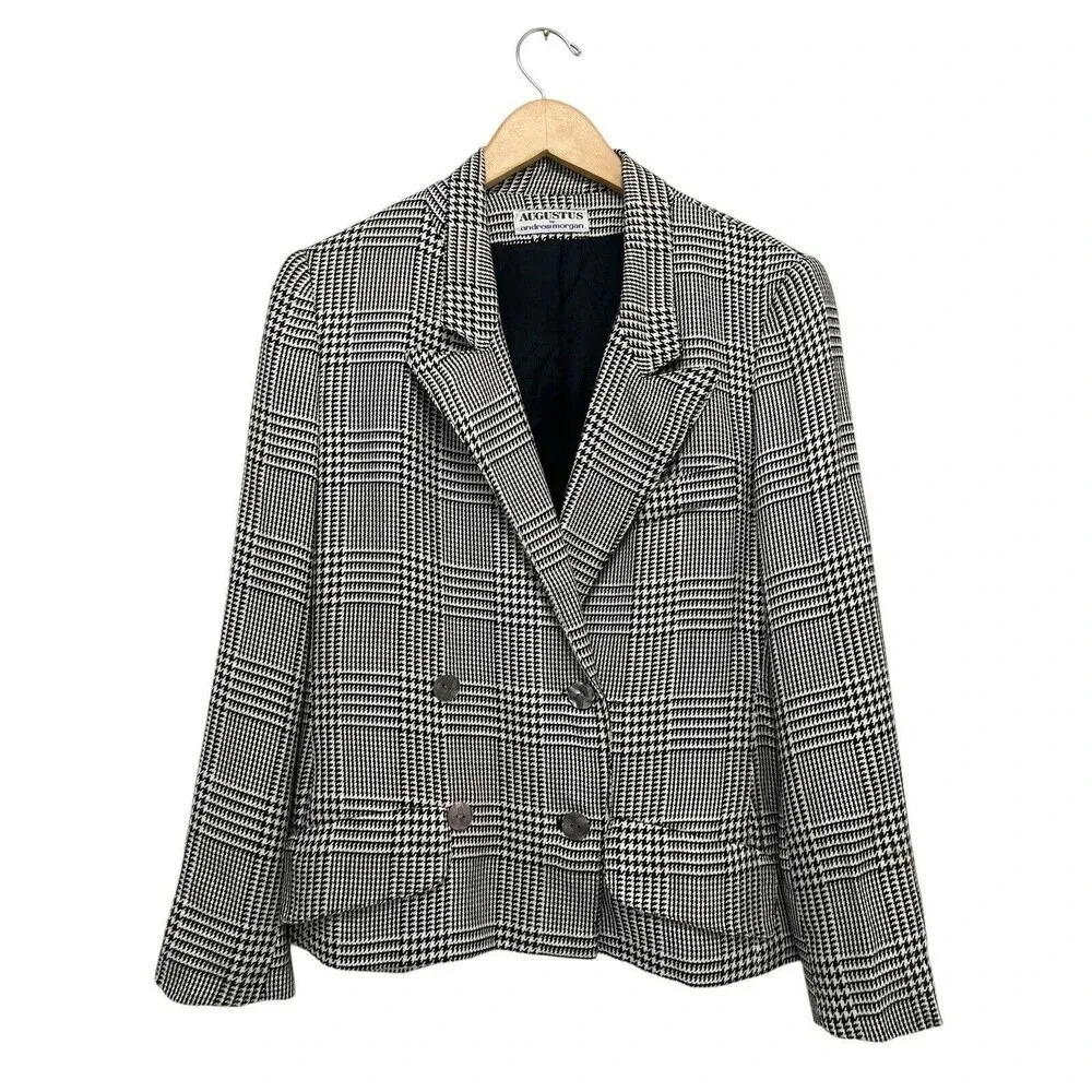 Augustus by Andrew Morgan houndstooth Blazer Jacket 90's Vintage Academia Size 6